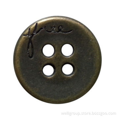 Metal sew on button, made of metal alloy